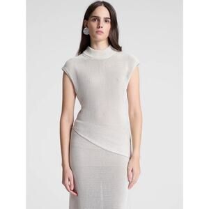ALC Edith Open Knit Asymmetric Top in Cream XS